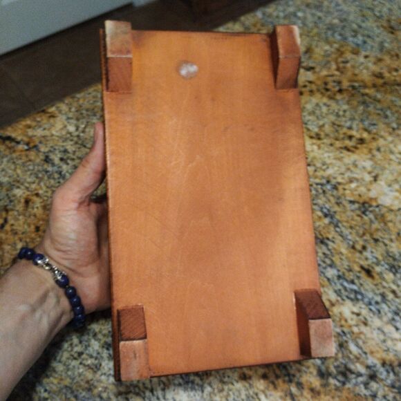 Vintage Kufer Embossed Wooden Swirl Hand Curved Rectangle Trinket Jewelry Box - Picture 10 of 10